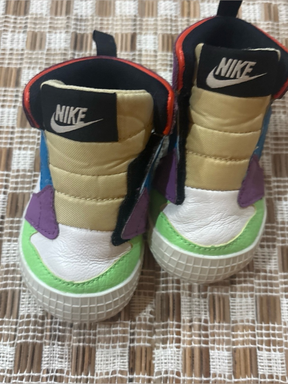Nike Kids Multicolor High-Top Sneakers - Green & Purple Accents